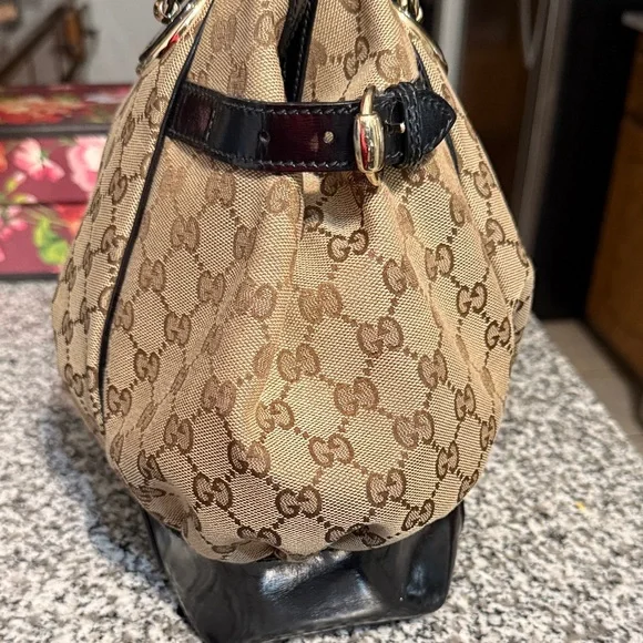 Gucci Full Moon Tote Tan and Black Monogram Shoulder Bag - Picture 8 of 10